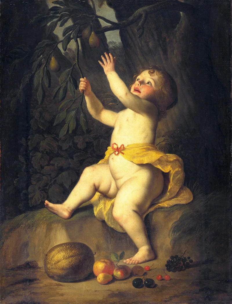 Un enfant che raccoglie frutta - Gerrit van Honthorst