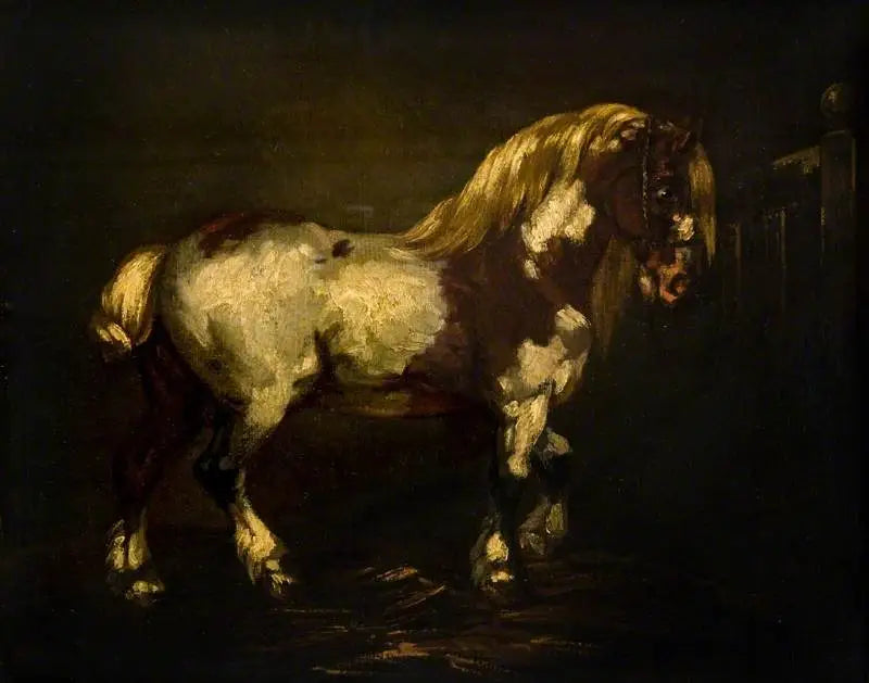Reproduction du tableau « Un étalon pie - Théodore Géricault » par Alpha Reproduction en peinture à l’huile