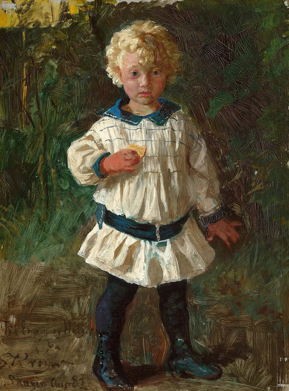 Un garçon blond. Portrait de Jens Drachmann. - Peder Severin Krøyer image 1 tableau peint à l’huile sur toile