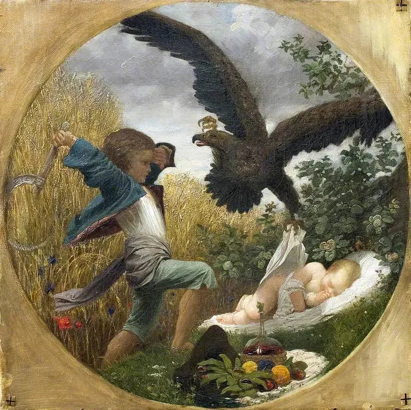 Un ragazzo che difende un bambino contro un'aquila - Frederic Leighton