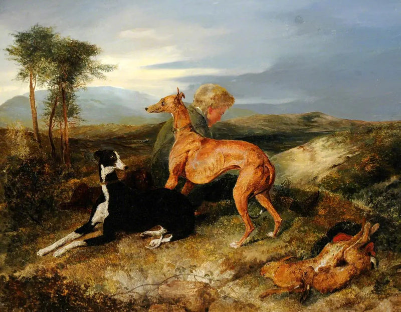 Un ragazzo e due levrieri a riposo - Edwin Henry Landseer