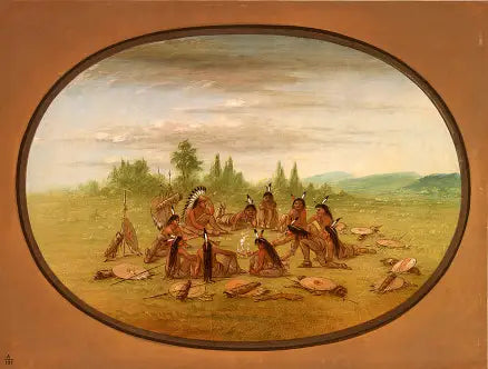 Un groupe de combattants à pied au Conseil - Mandan - George Catlin - Alpha Reproduction