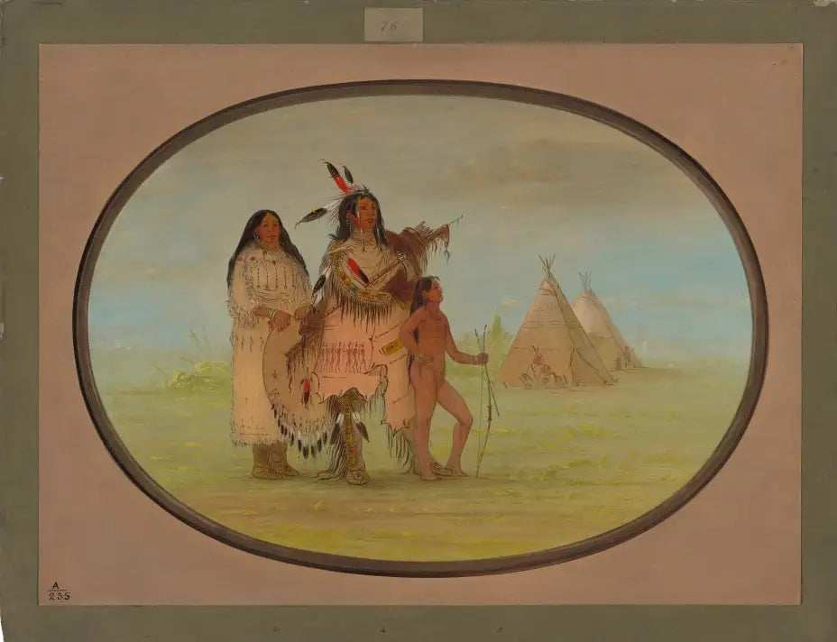 Un guerrier K’nisteneux et sa famille - George Catlin - Alpha Reproduction