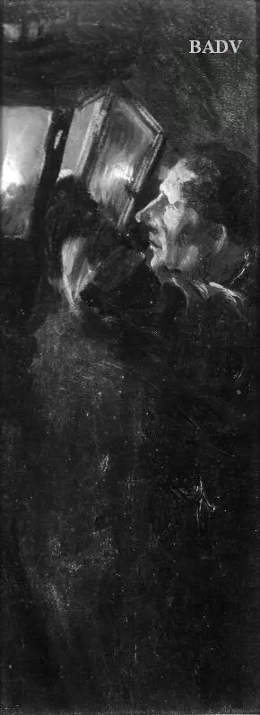 Un uomo che accende una lanterna - Adolph von Menzel