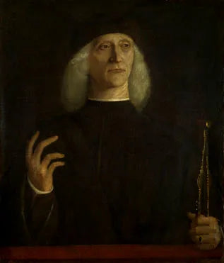 Un uomo con un compasso (?) - Gentile Bellini