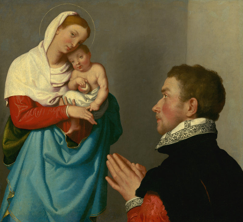 Un uomo in adorazione davanti alla Vergine Maria - Giovanni Battista Moroni