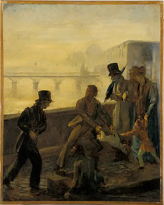 Un uomo che getta il suo cane in acqua - Honoré Daumier