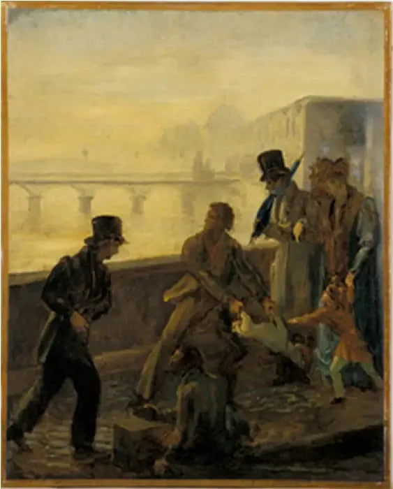 Un uomo che getta il suo cane in acqua - Honoré Daumier