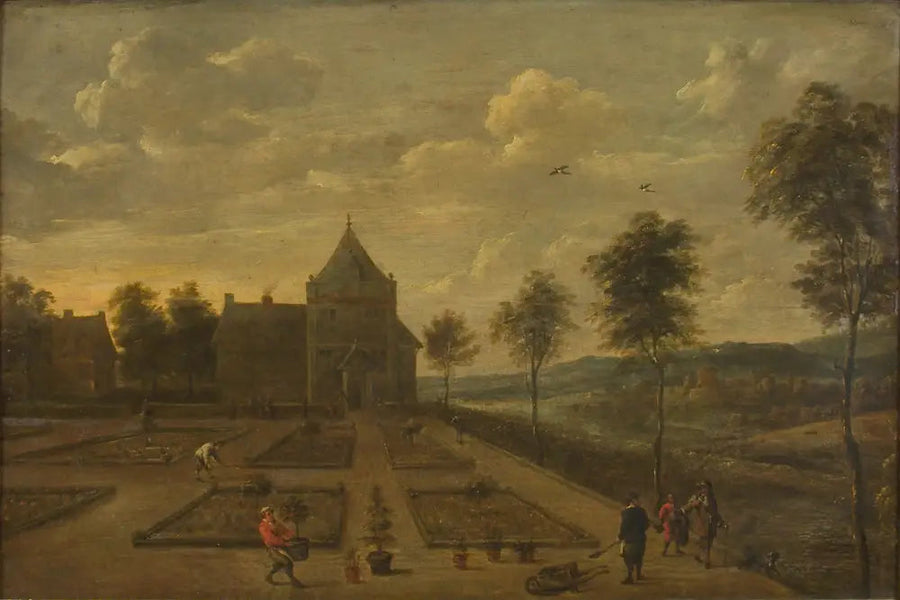 Un jardin devant une maison de campagne - David Teniers il Giovane