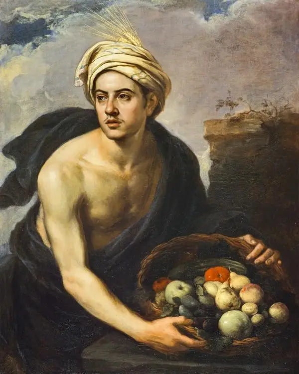 Un giovane uomo con un cesto di frutta (personificazione di « l'estate ») - Bartolomé Esteban Murillo
