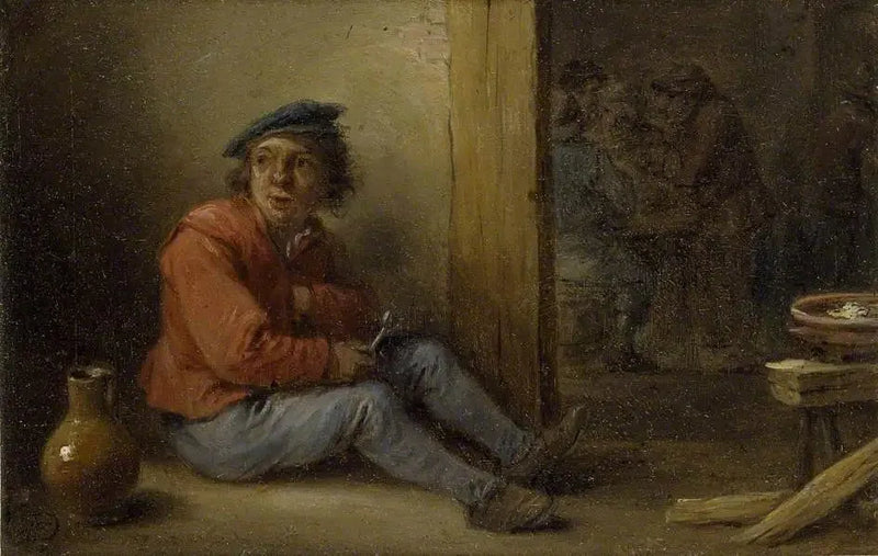 Un jeune contadino seduto in un interno - David Teniers il Giovane