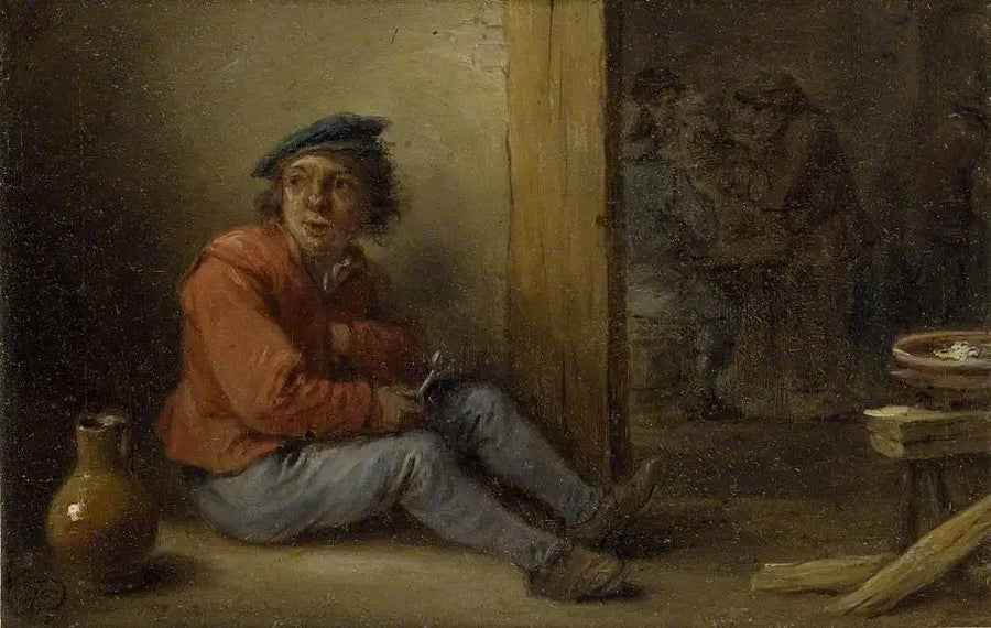 Un jeune contadino seduto in un interno - David Teniers il Giovane