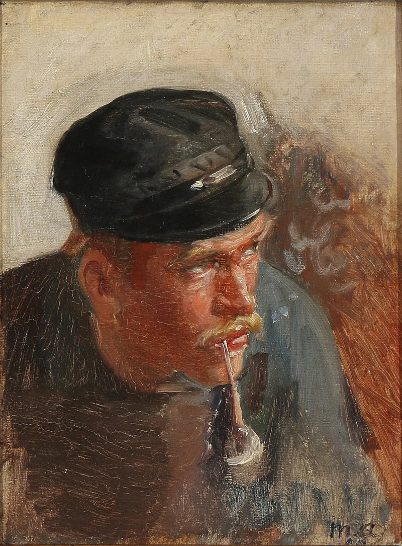 Un giovane pescatore che fuma la pipa. - Michael Peter Ancher