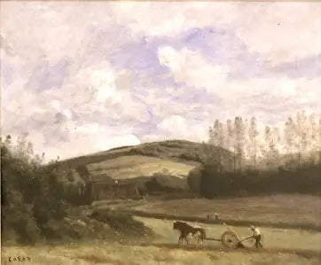 Un contadino in campagna, dintorni di Étretat - Jean-Baptiste Camille Corot