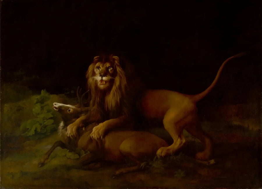 Un leone che attacca un cervo - George Stubbs