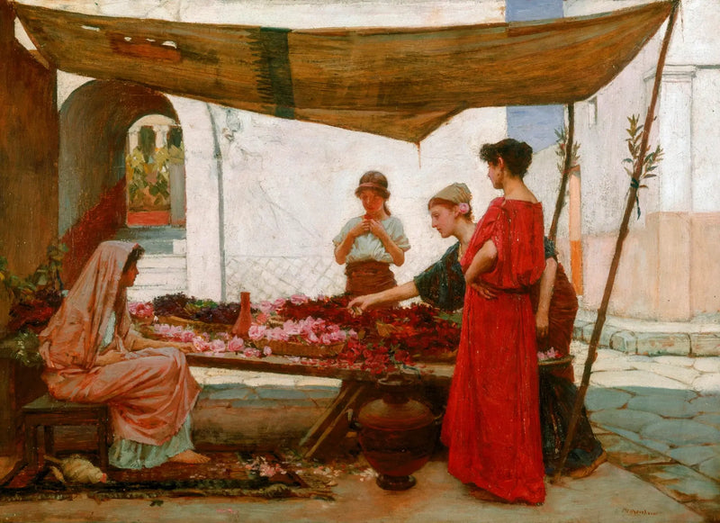 Un mercato dei fiori greco - John William Waterhouse