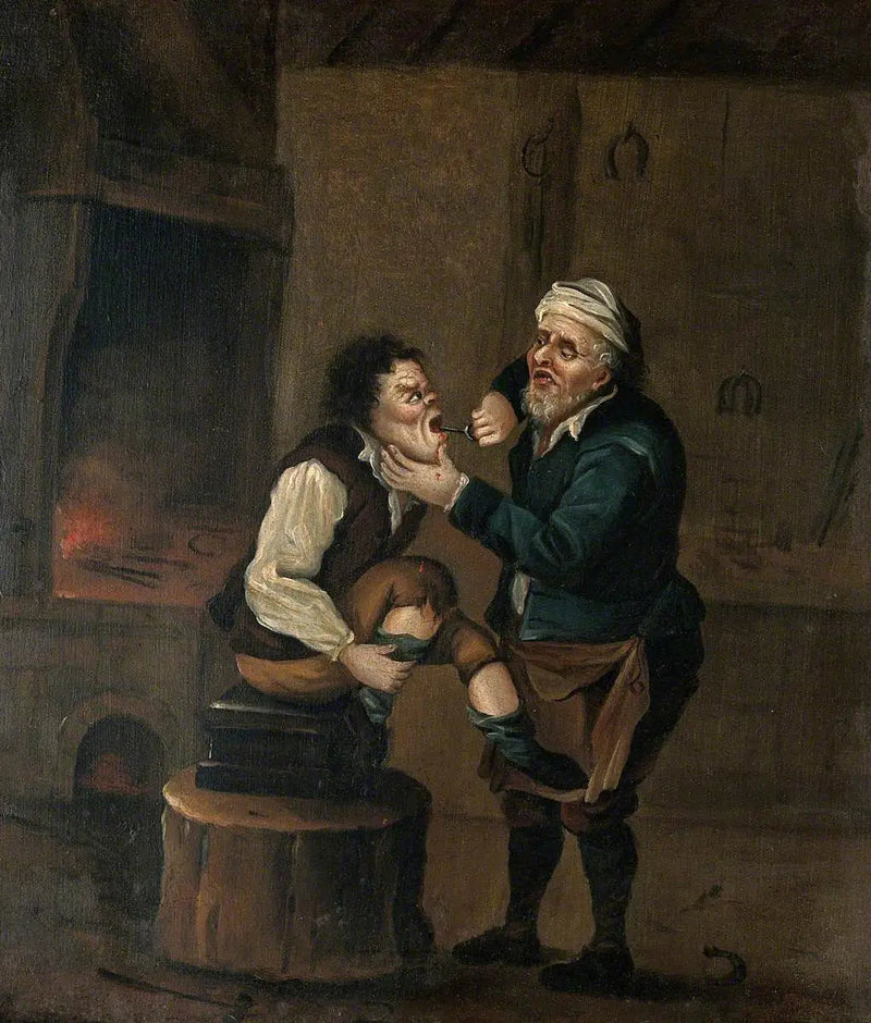 Un maréchal-ferrant extrait une dent de la bouche d'un uomo - David Teniers le Jeune