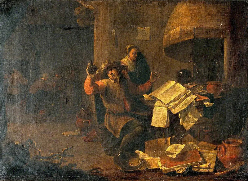 Un medico-alchimista esaminando una fiala di urina - David Teniers il Giovane