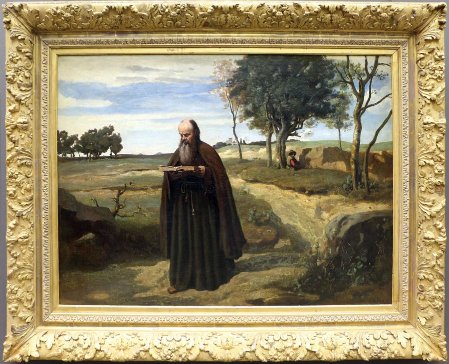 Un monaco che legge - Jean-Baptiste Camille Corot