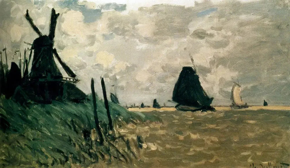Un moulin à vent près de Zaandam - Claude Monet image 1 copie de tableau peinte à la main