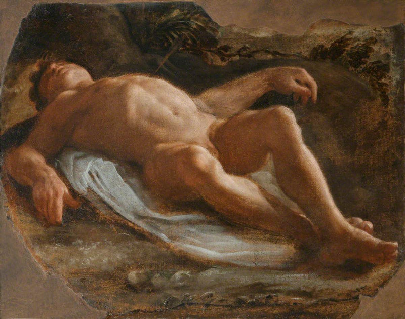 Un uomo maschile sdraiato (frammento) - Annibale Carracci