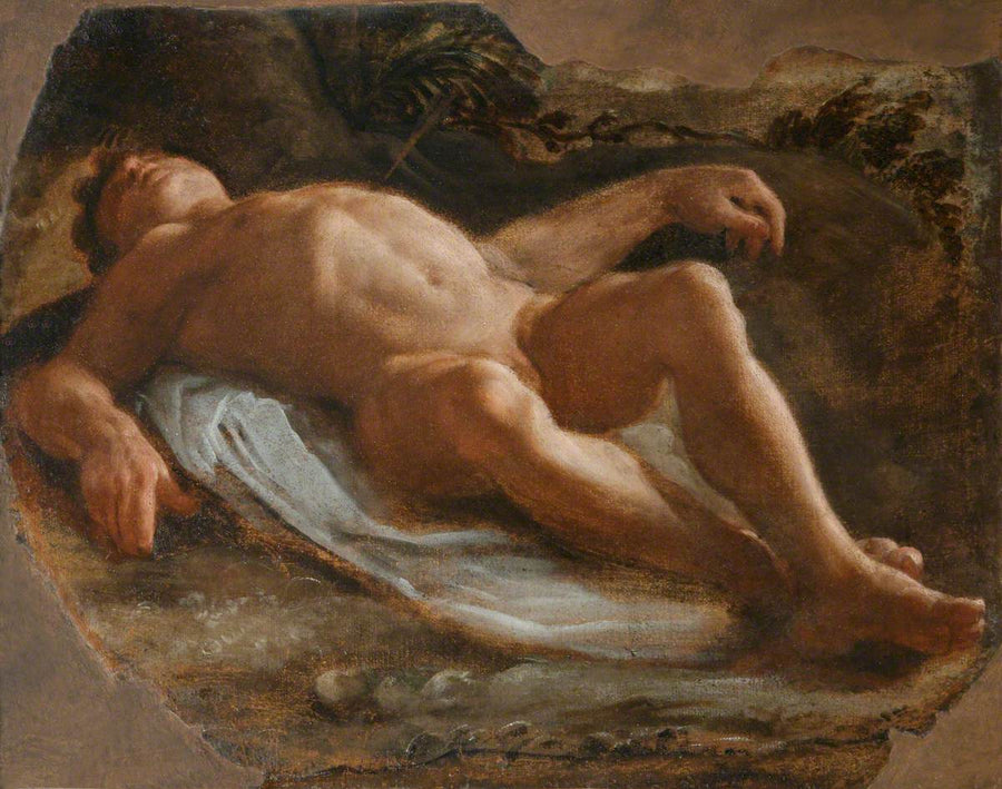 Un uomo maschile sdraiato (frammento) - Annibale Carracci