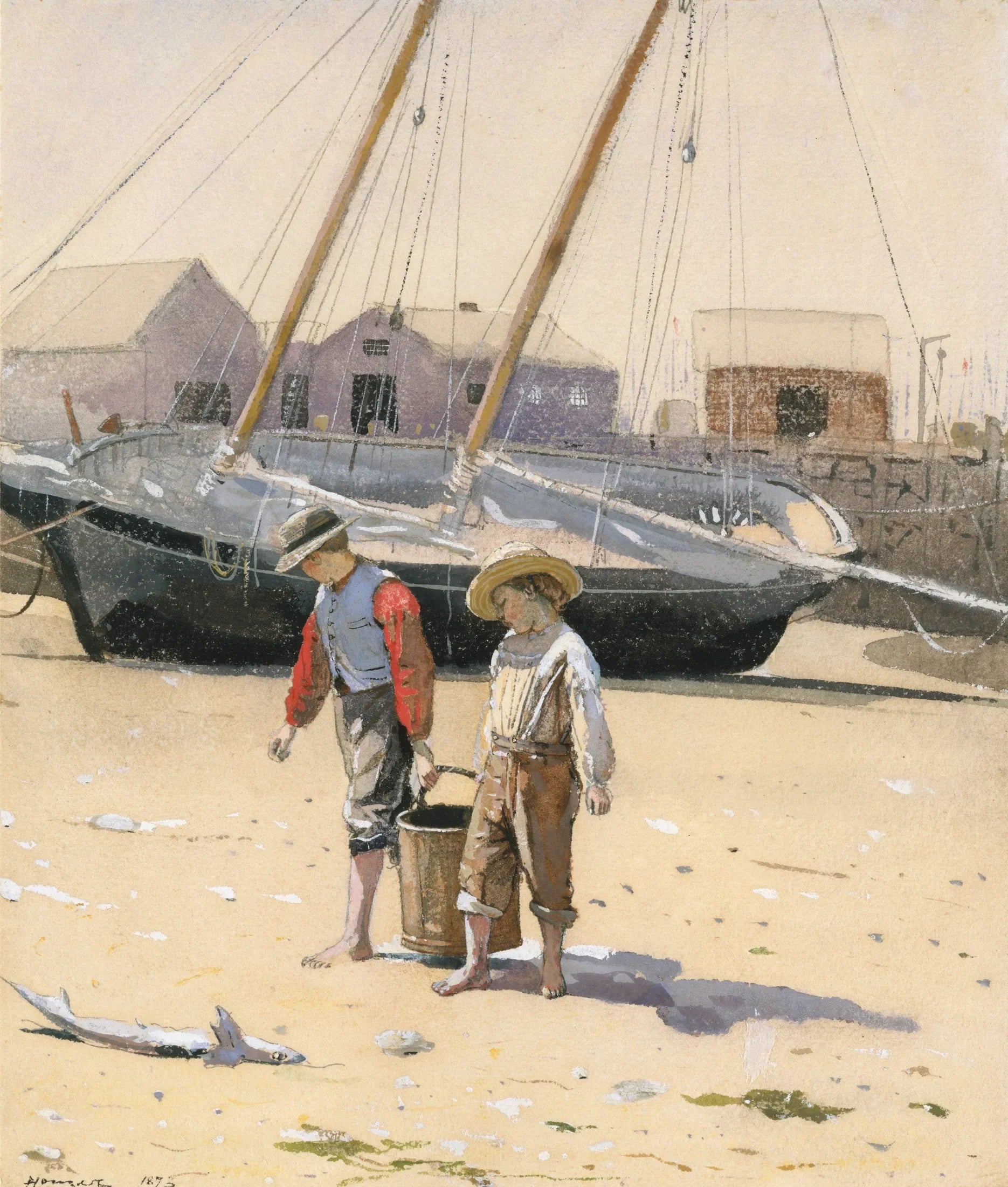 Un panier de palourdes - Winslow Homer image 1 reproduction de peinture à l’huile