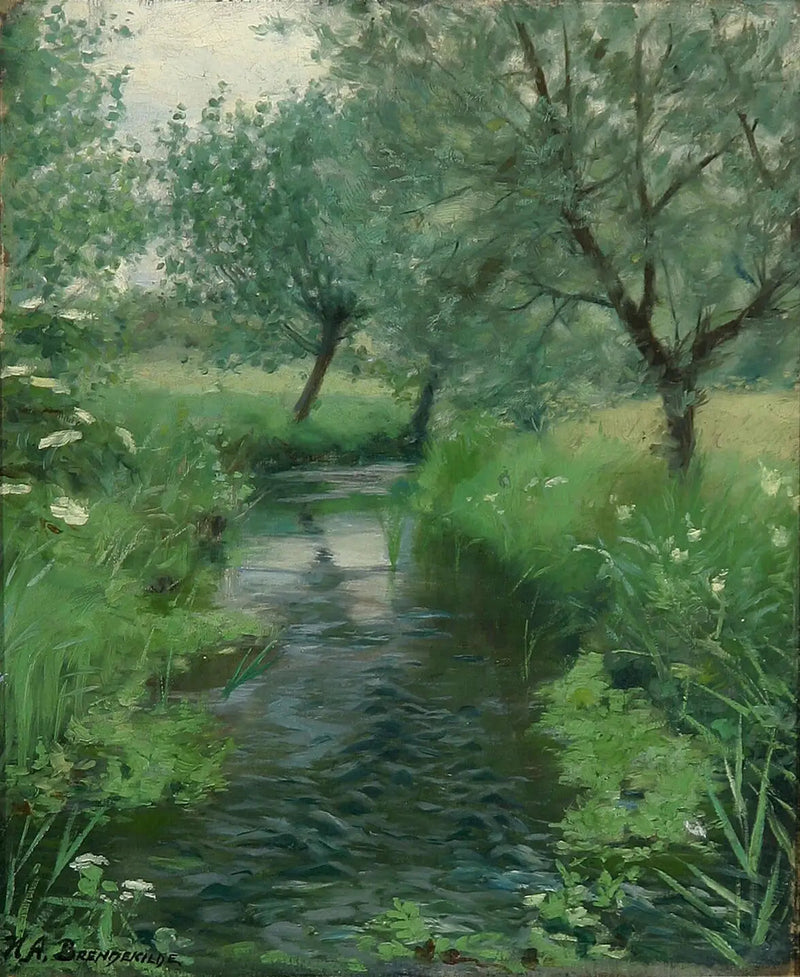 Un paesaggio con un ruscello. - H. A. Brendekilde