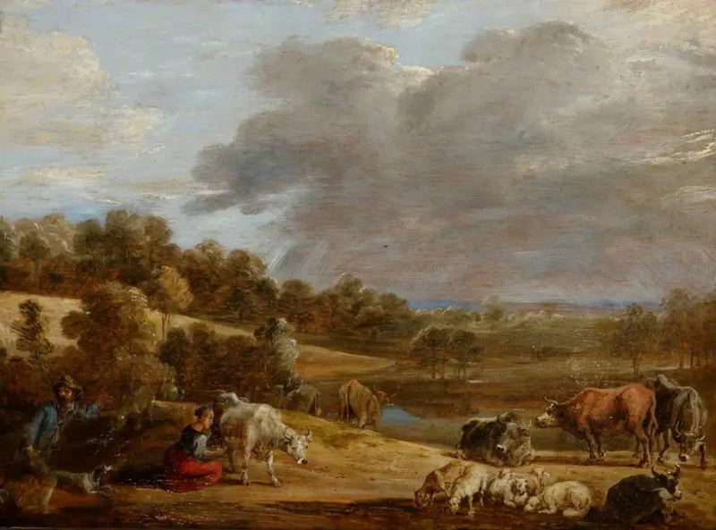 Un paesaggio con una donna che munge - David Teniers il Giovane