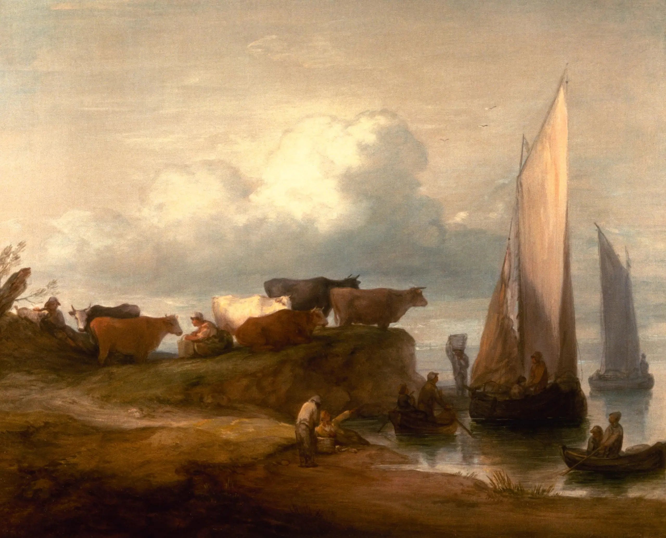 Un paysage côtier - Thomas Gainsborough image 1 reproduction de peinture à l’huile