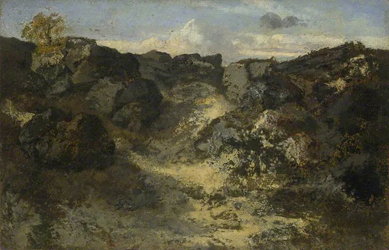 Un paysage rocheux - Théodore Rousseau image 1 reproduction artisanale de tableau