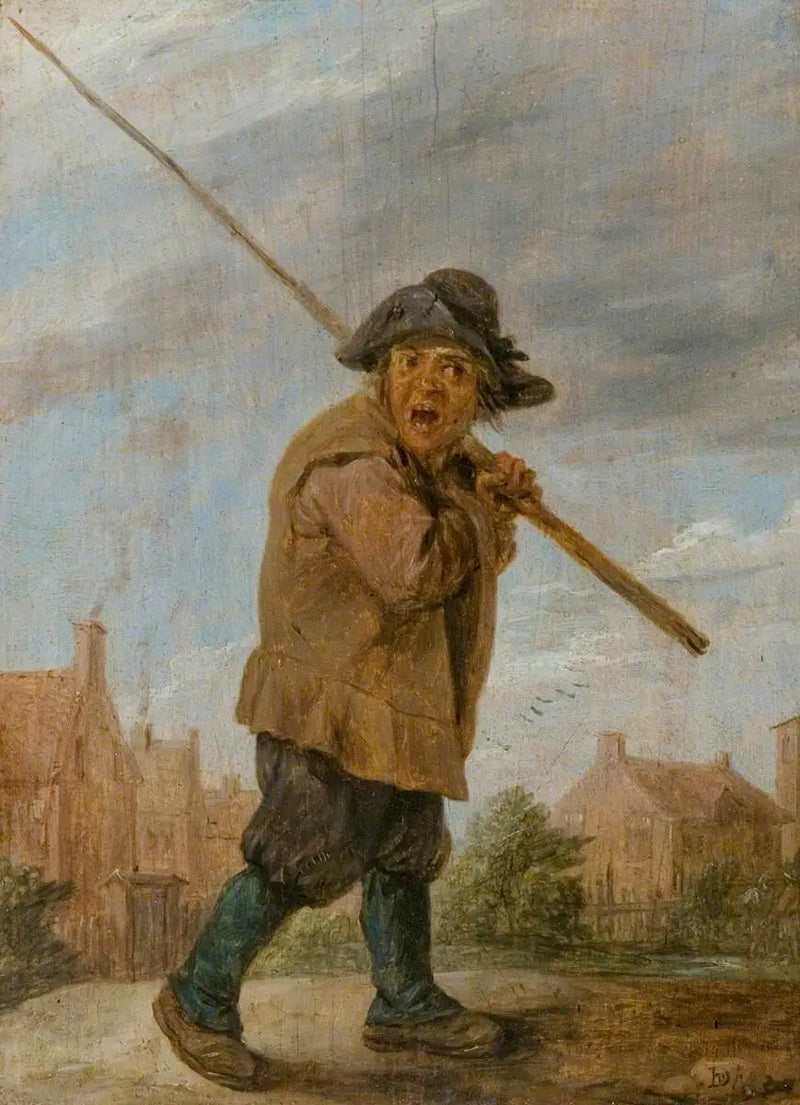Un paysan portant un poteau - David Teniers il Giovane