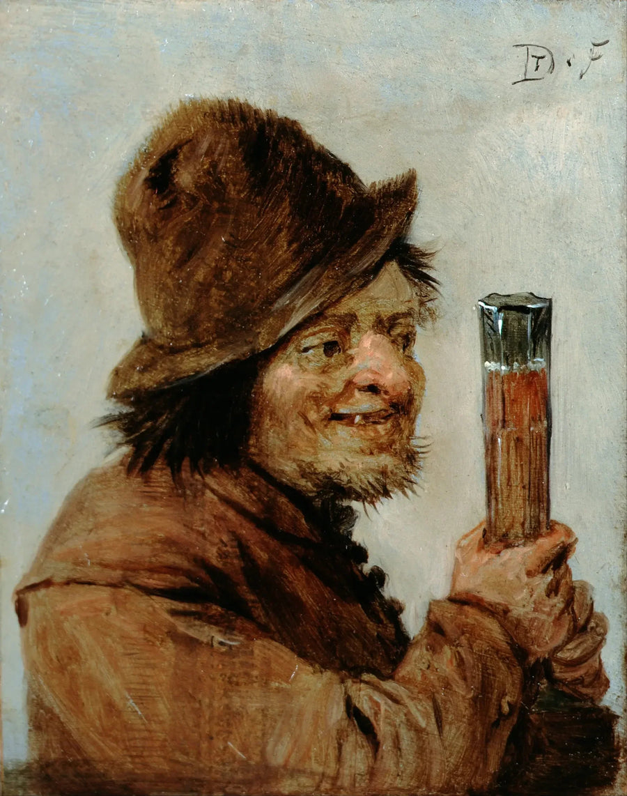 Un paysan tenant un verre - David Teniers il Giovane