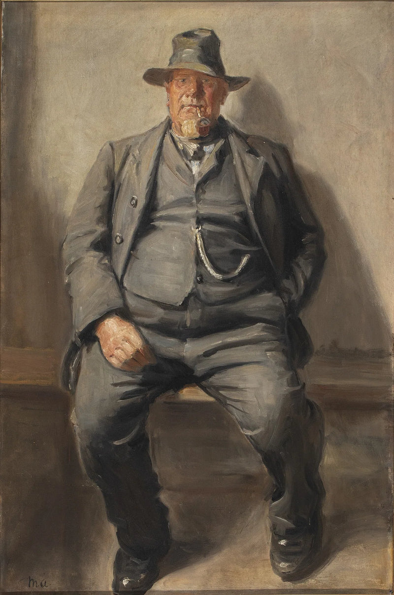 Un pescatore di Bornholm, vestito con i suoi abiti migliori della domenica, con un cappello e una catena da orologio. - Michael Peter Ancher