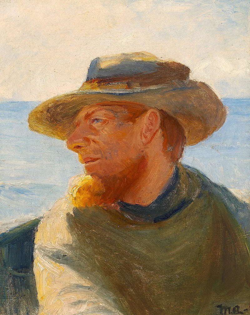 Un pescatore di Skagen in barca. - Michael Peter Ancher