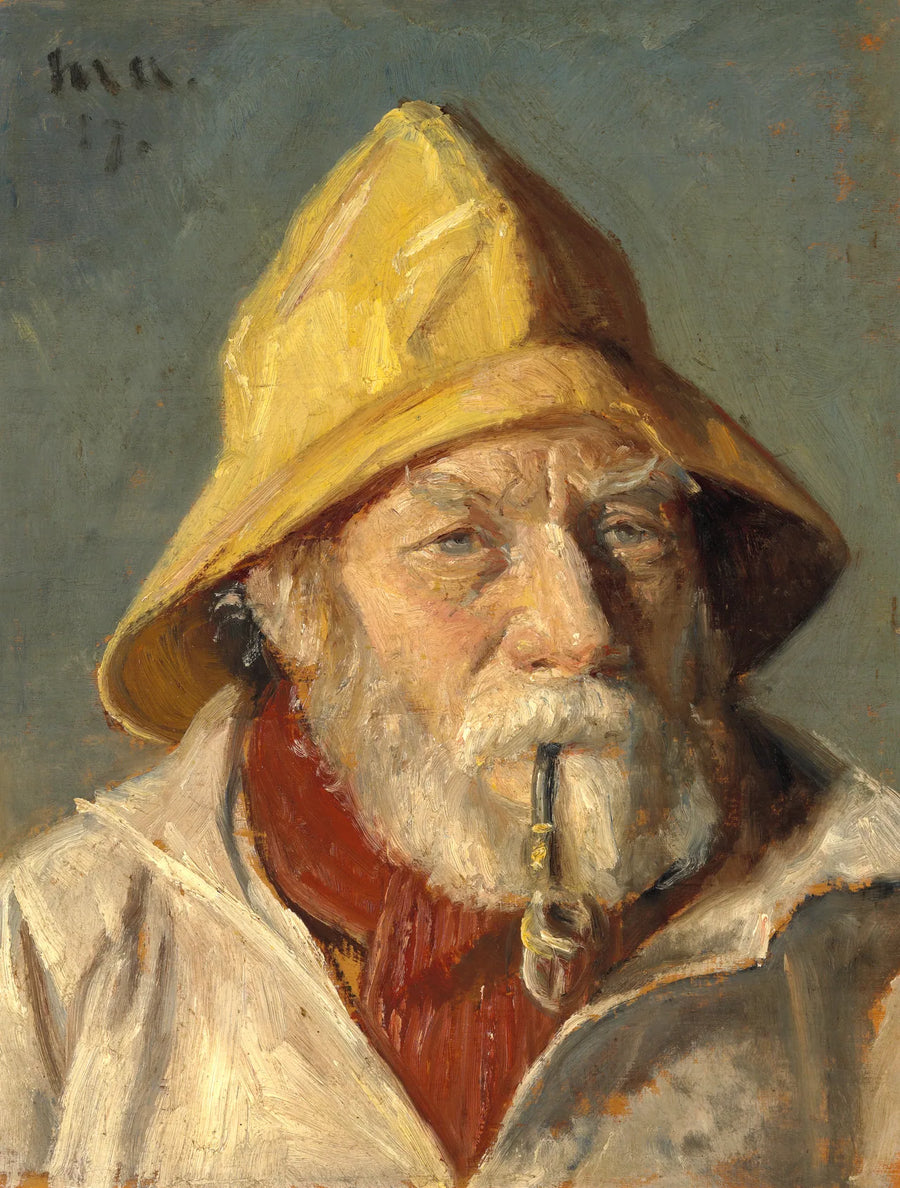Un pescatore di Skagen che fuma la pipa. 1917. - Michael Peter Ancher