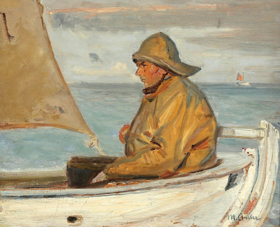 Un pescatore di Skagen naviga ai primi raggi di sole. - Michael Peter Ancher