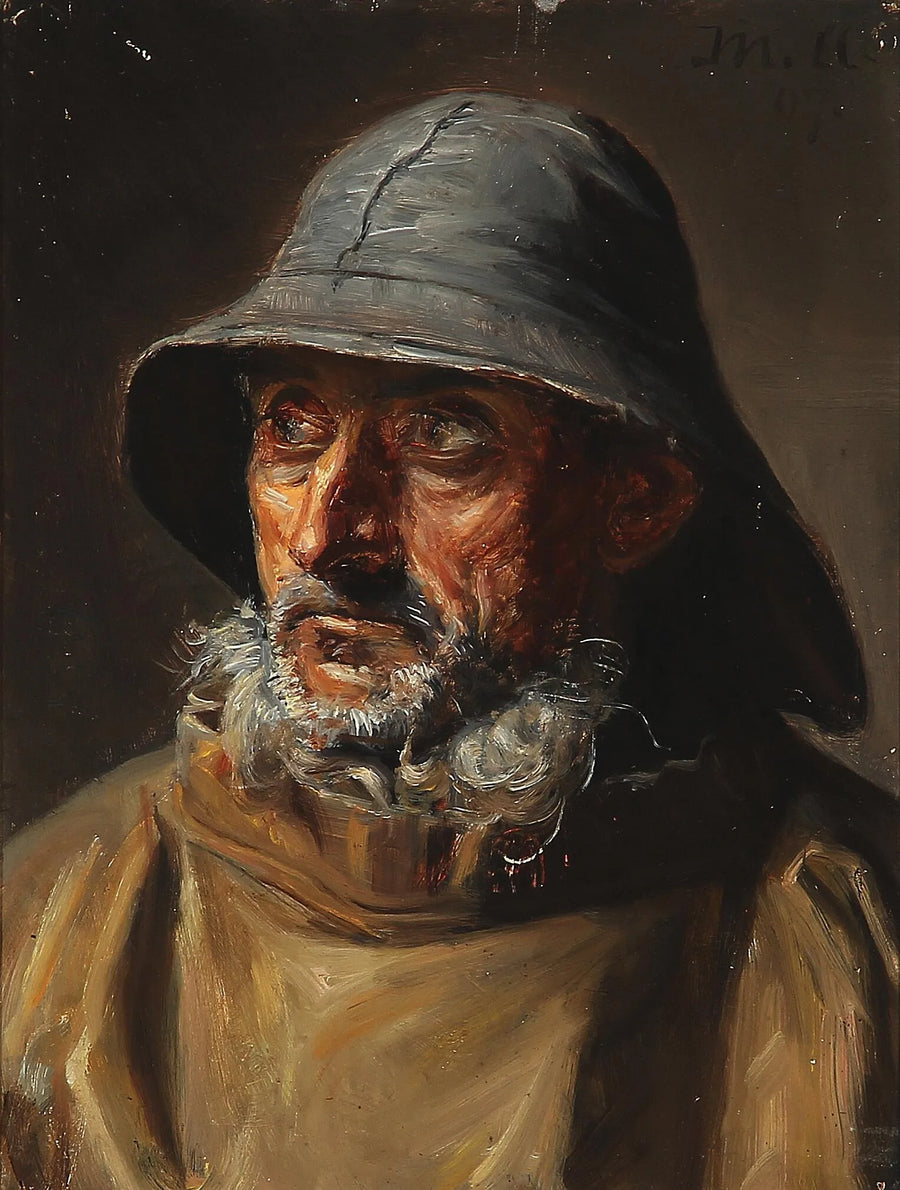Un pescatore di Skagen che indossa una cerata. -Michael Peter Ancher