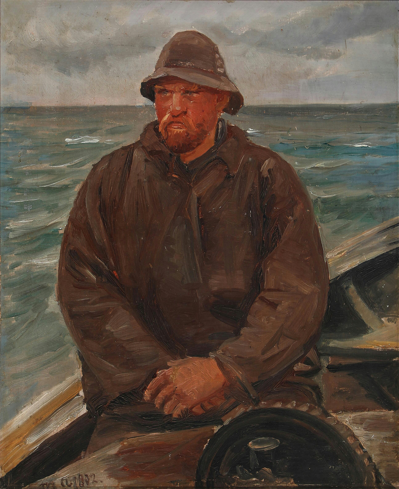 Un pescatore in mare, Skagen. -Michael Peter Ancher