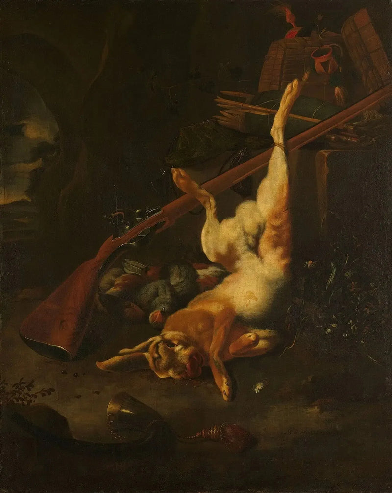 Un sac de cacciatore con un lepre morto - Melchior de Hondecoeter