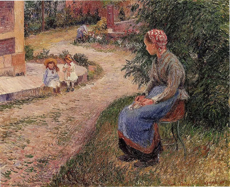 Un servitore seduto nel giardino di Eragny - Camille Pissarro