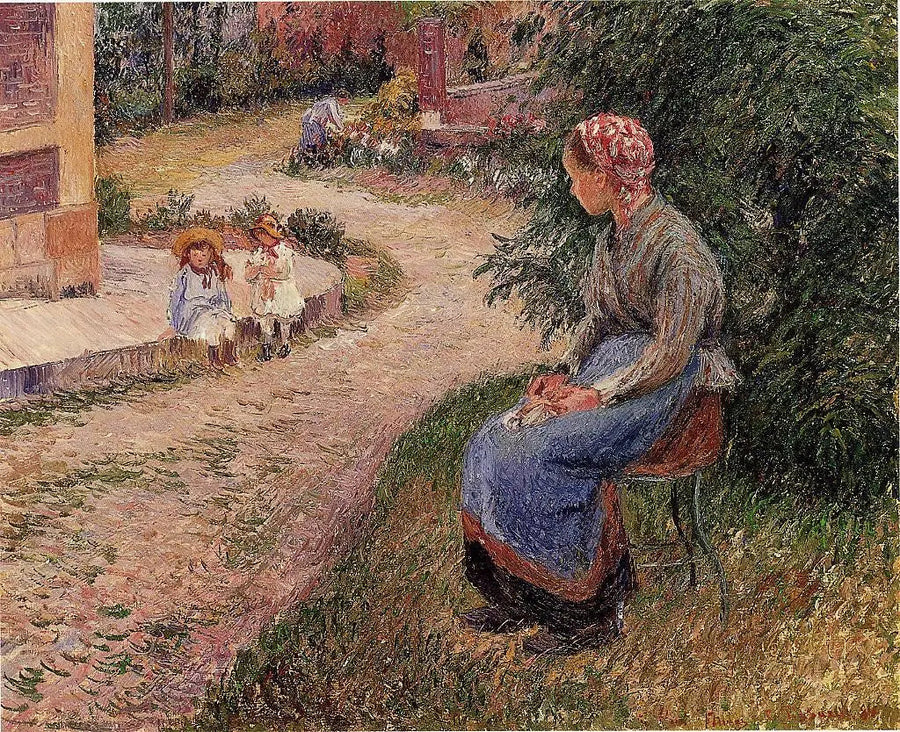 Un servitore seduto nel giardino di Eragny - Camille Pissarro