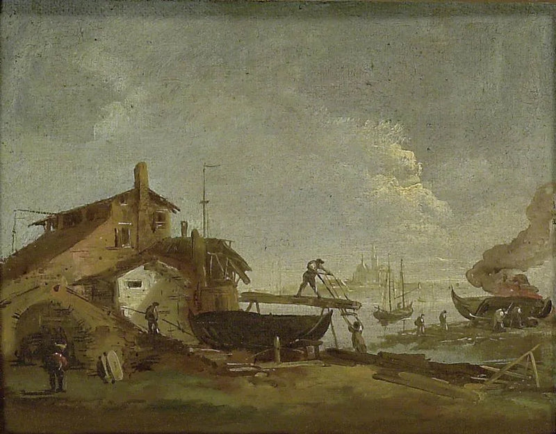 Un Squero o cantiere navale veneziano - Francesco Guardi