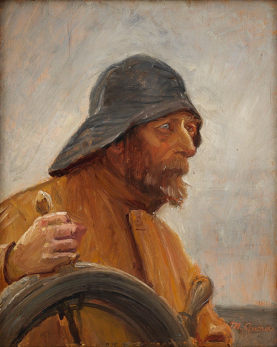Un timoniere che indossa un impermeabile. - Michael Peter Ancher