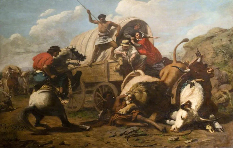 Un treno di buoi attaccato da un leone - Edwin Henry Landseer