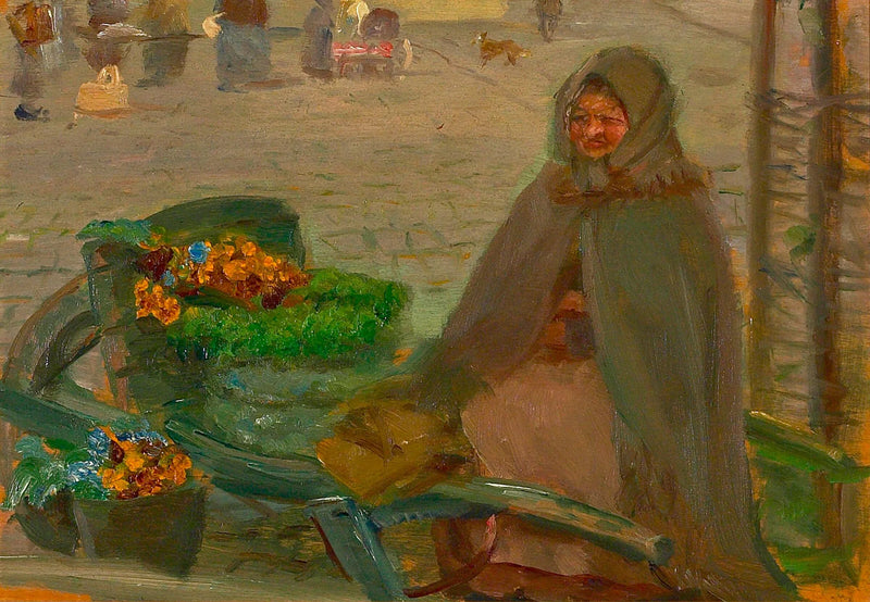 Un venditore di fiori con una carriola. - Anna Ancher