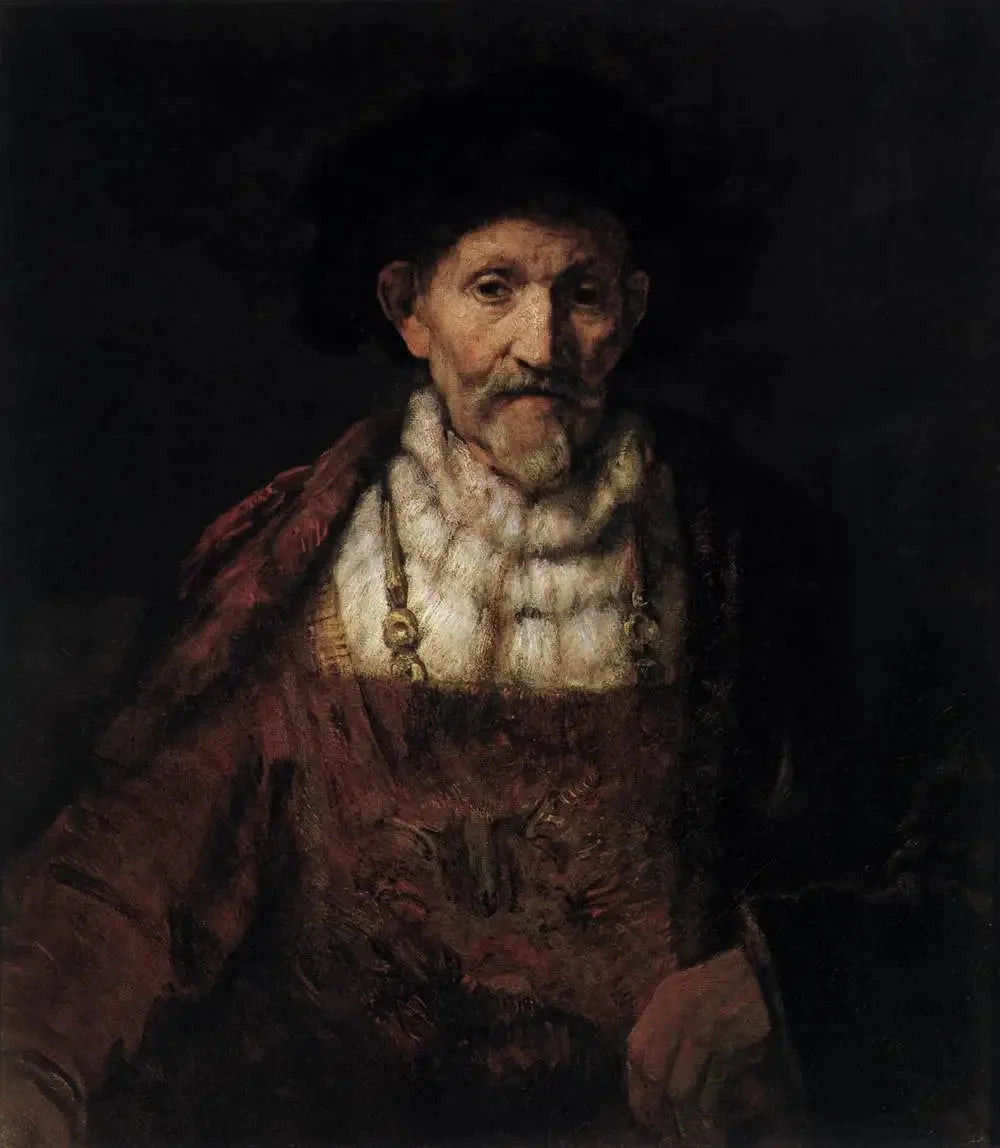 Un vieil homme en costume fantaisiste - Rembrandt image 1 copie de tableau peinte à la main