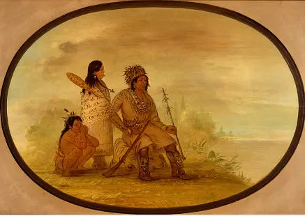 Un vieil Indien Nayas sa petite-fille et un garçon - George Catlin - Alpha Reproduction