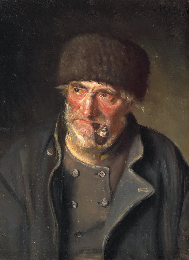 Un vecchio pescatore con la pipa. - Michael Peter Ancher