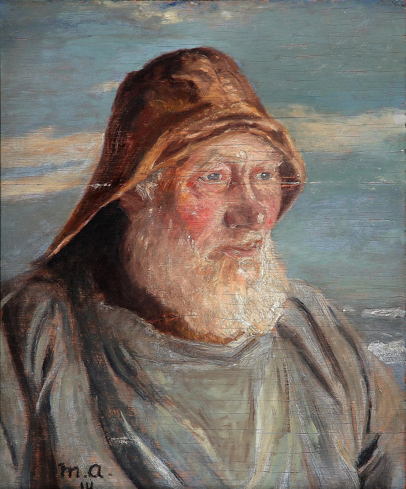 Un vecchio pescatore di Skagen che indossa una cerata. -Michael Peter Ancher